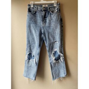 We the Free High Rise Raw Hem Cropped Straight Leg Jean Women's Size 28